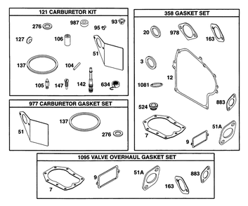 Kits/Gasket Sets Diagram and Parts List for 226432-0057-XX  Briggs and Stratton Engine